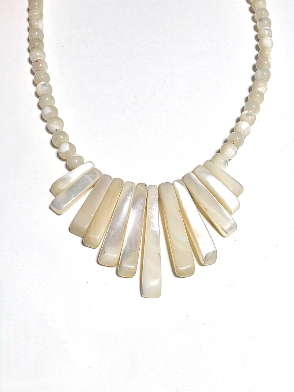 Mother of Pearl Art Deco graduated bib necklace